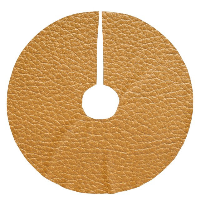 Brown Leather, Closeup Texture Background. Brushed Polyester Tree Skirt (Front)