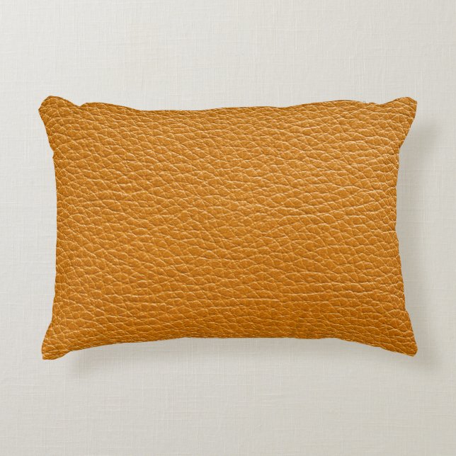 Brown Leather, Closeup Texture Background. Decorative Cushion (Front)