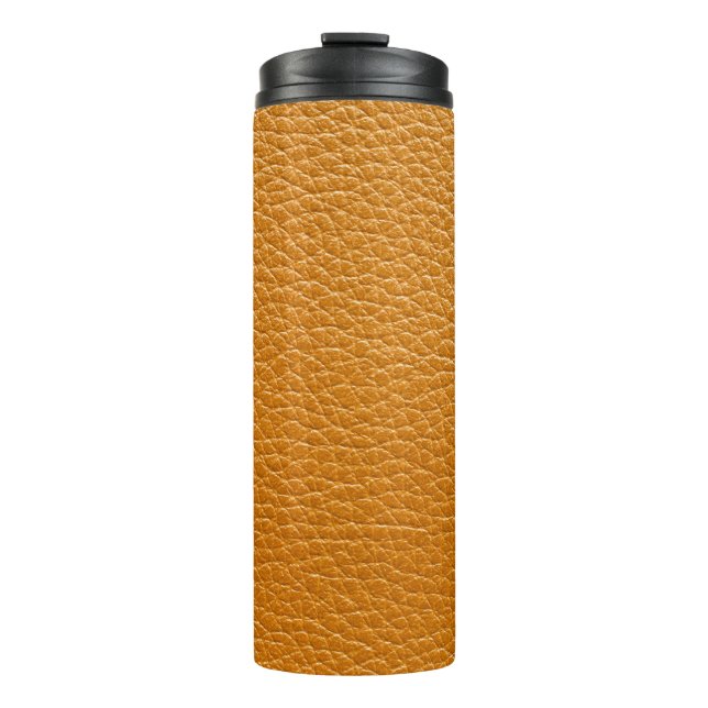 Brown Leather, Closeup Texture Background. Thermal Tumbler (Front)