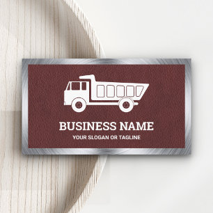 Brown Leather Construction Hauling Dump Truck Business Card