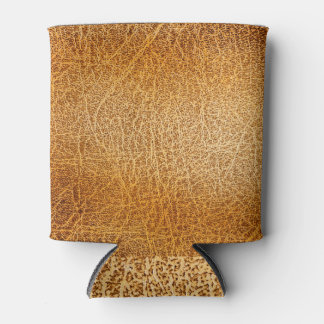 Brown Leather: Detailed Texture Closeup Can Cooler