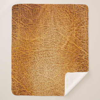 Brown Leather: Detailed Texture Closeup Sherpa Blanket