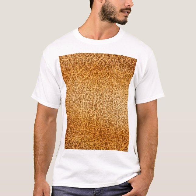 Brown Leather: Detailed Texture Closeup T-Shirt (Front)