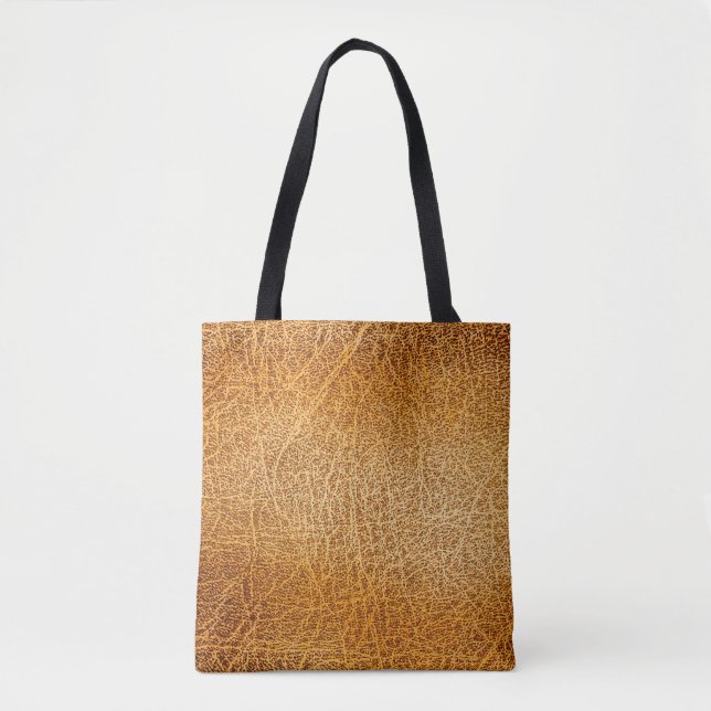 Brown Leather: Detailed Texture Closeup Tote Bag (Front)