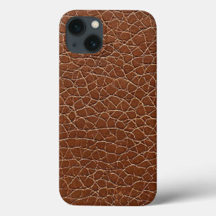Brown leather effect pattern iPhone 13 case