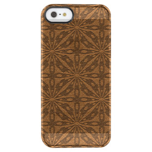 Brown Leather Geometric Print Pattern Clear iPhone SE/5/5s Case