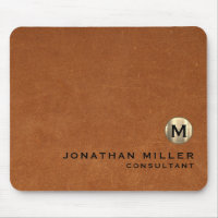 Brown Leather Gold Monogram