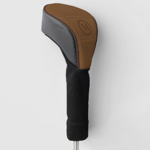 Brown leather image print custom monogram golf head cover