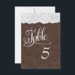 Brown Leather & Lace Wedding Table Number Card<br><div class="desc">Brown Leather & Lace Wedding Table Number Card.</div>