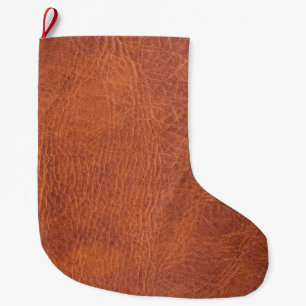 Brown leather large christmas stocking
