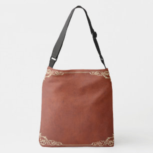 Brown Leather Look Design Crossbody Bag