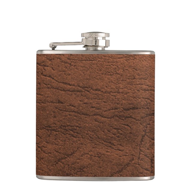 Brown Leather Look Hip Flask (Front)
