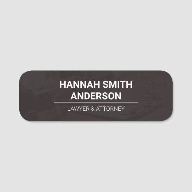 Brown Leather Look Justice Scale Classic Name Tag  (Front)
