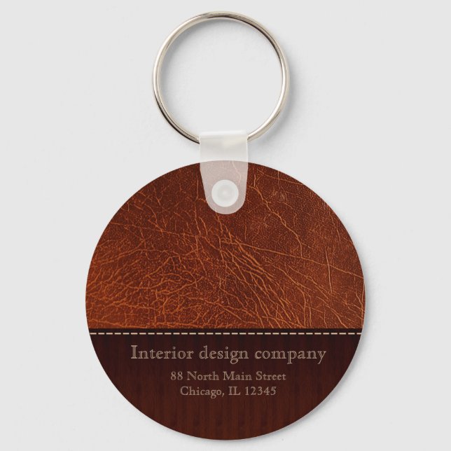 Brown leather look key ring (Front)