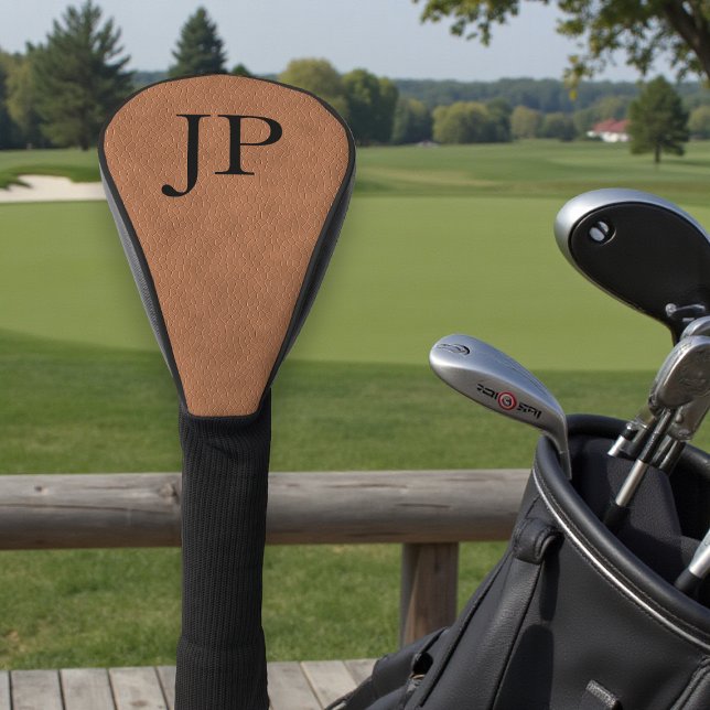 Brown Leather Look Monogram Golf Gift Head Cover (Creator Uploaded)