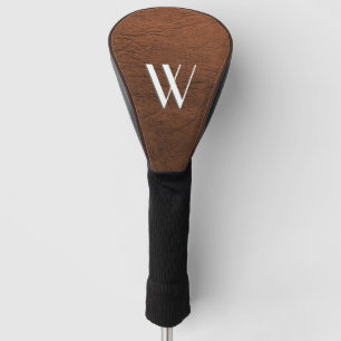 Brown Leather Look Monogram Golf Head Cover