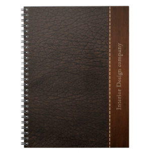 Brown leather look spiral notebook