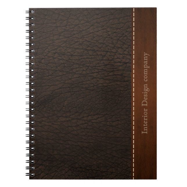 Brown leather look spiral notebook (Front)
