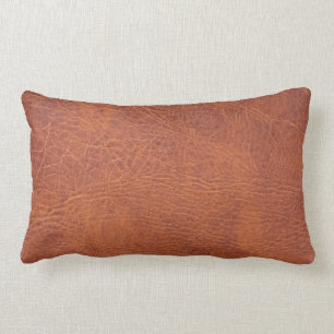 Brown leather lumbar cushion
