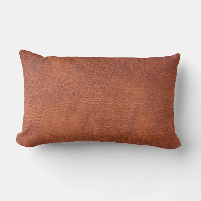 Brown leather lumbar cushion (Front)