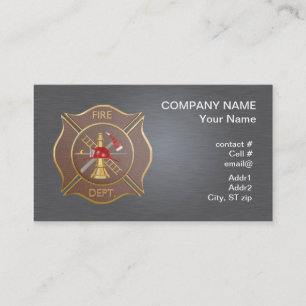 Brown leather maltese firefighting cross business card