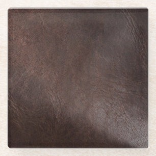 Brown Leather – Minimalist Design Glass Coaster