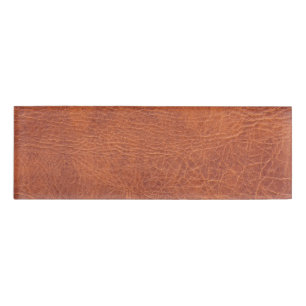 Brown leather name tag