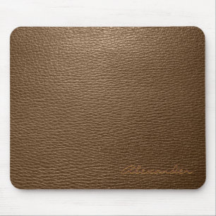 Brown Leather Pattern look- Custom Monogram Mouse Pad