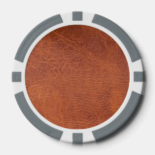 Brown leather poker chips