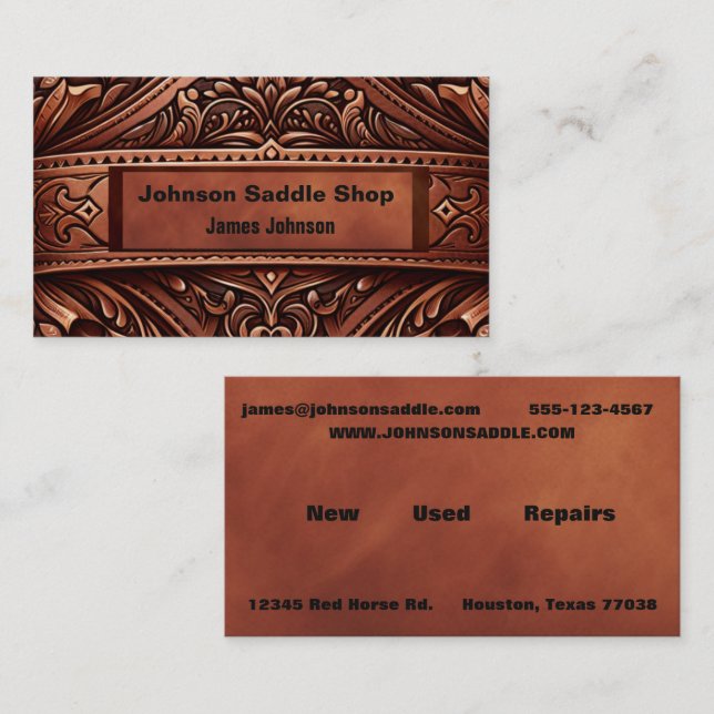 Brown Leather Print Custom 2 Side  Business Card (Front/Back)