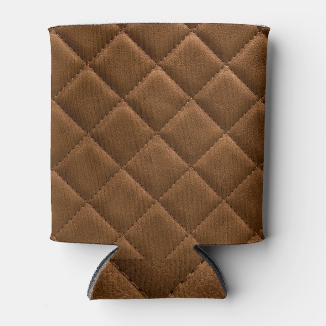 Brown leather, rhombus pattern drawing can cooler (Front)