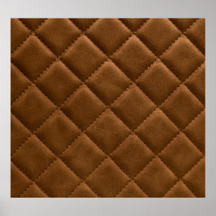 Brown leather, rhombus pattern drawing poster