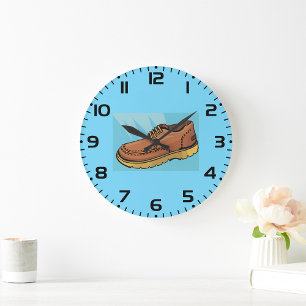 Brown Leather Shoe Retro Work Boot Large Clock
