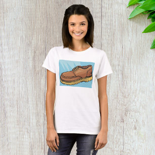 Brown Leather Shoe Retro Work Boot T-Shirt