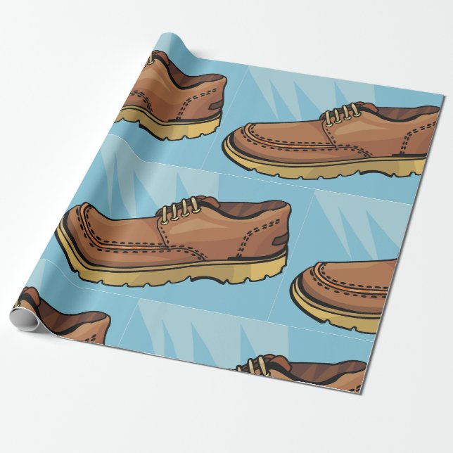 Brown Leather Shoe Retro Work Boot Wrapping Paper (Unrolled)