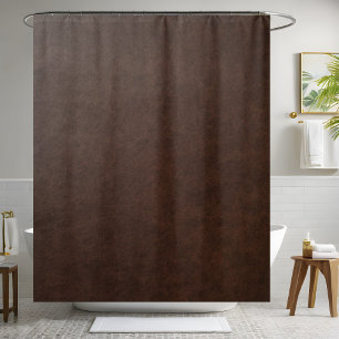 Brown Leather Shower Curtain