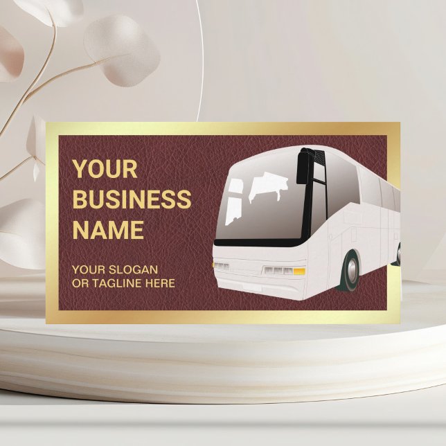 Brown Leather Sightseeing Tour Bus Travel Agent Business Card (Creator Uploaded)