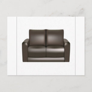 Brown leather sofa design postcard