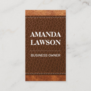 Brown Leather Stitched Background Appointment Card