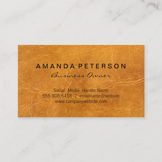 Brown Leather Texture Background Business Card (Front)