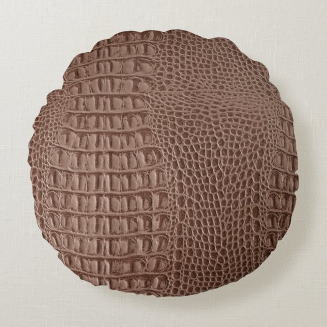 Brown leather texture background close up macroski round cushion (Front)