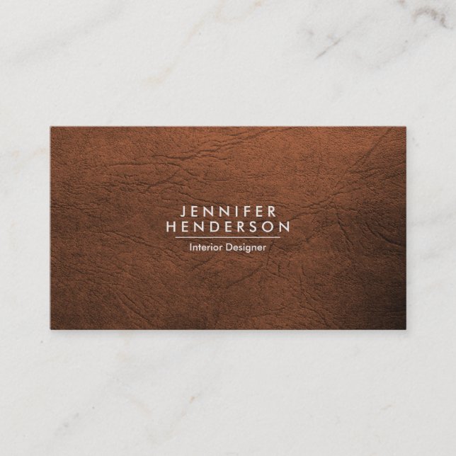 Brown Leather Texture Business Card (Front)