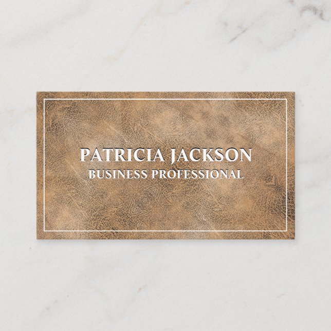 Brown Leather Texture Business Card (Front)