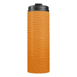 Brown leather texture closeup thermal tumbler