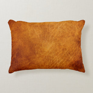 Brown leather texture decorative cushion