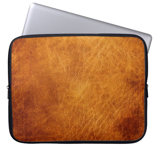 Brown leather texture laptop sleeve (Front)