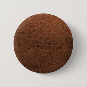 Brown Leather Texture Monogram 6 Cm Round Badge