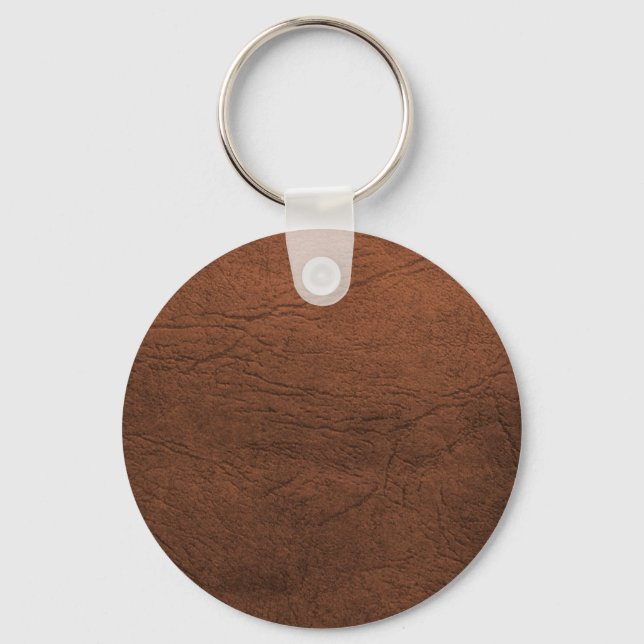 Brown Leather Texture Monogram Key Ring (Front)