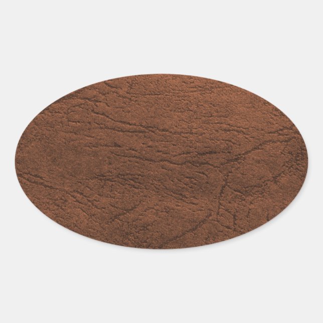 Brown Leather Texture Monogram Oval Sticker (Front)