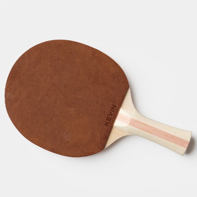 Brown Leather Texture Monogram Ping Pong Paddle (Back Side)